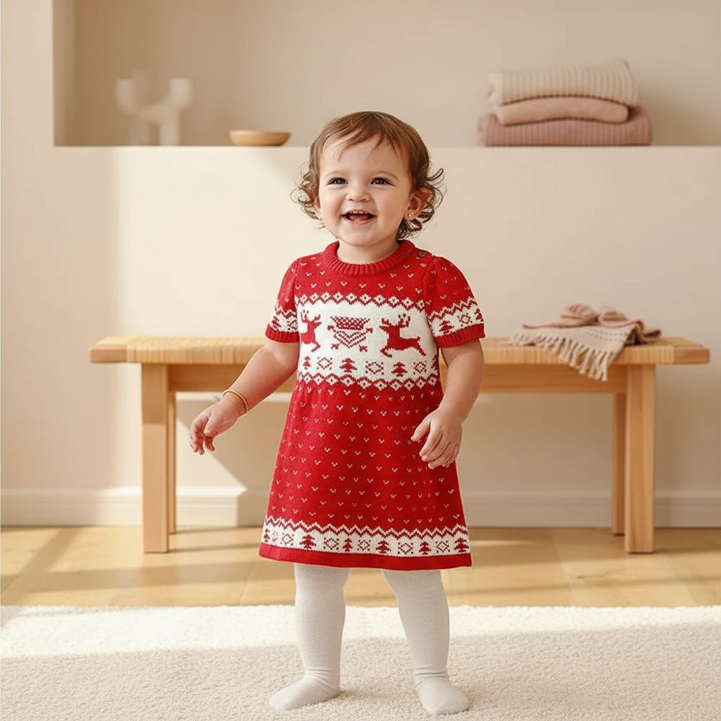 Festive Elk Sweater Dress