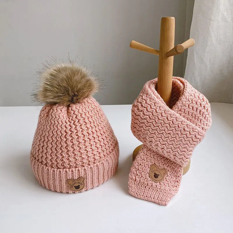 Bear Knit Hat & Scarf Set