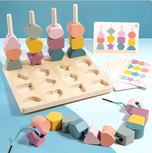 Wooden Shape Stacking Match Board