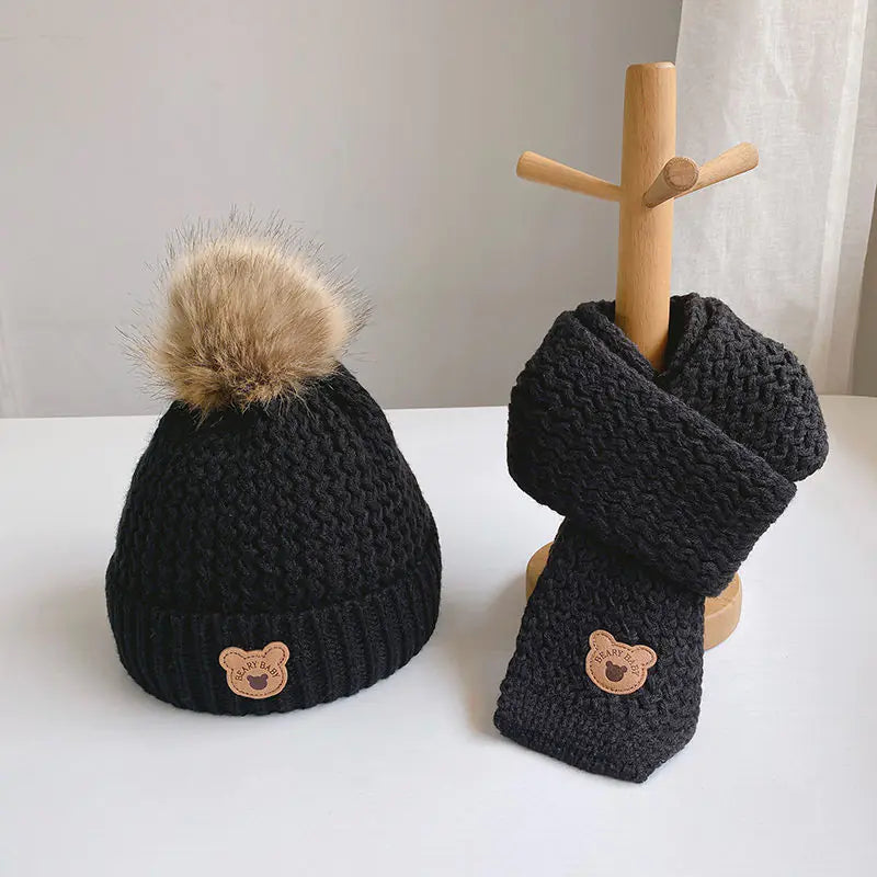 Bear Knit Hat & Scarf Set
