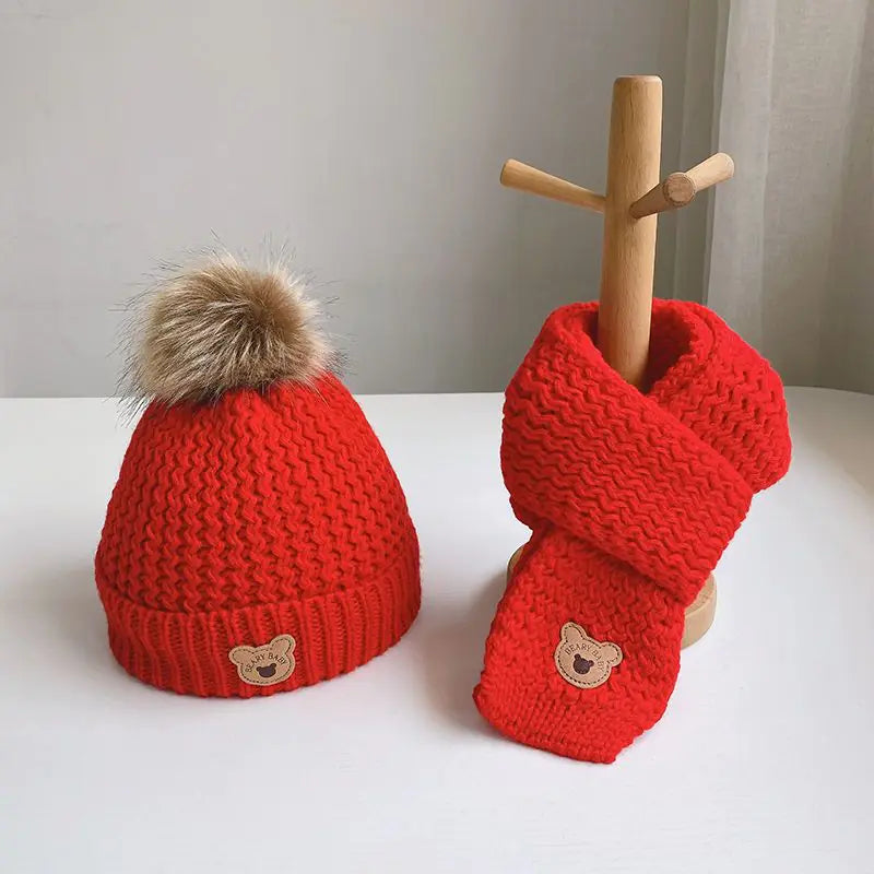 Bear Knit Hat & Scarf Set