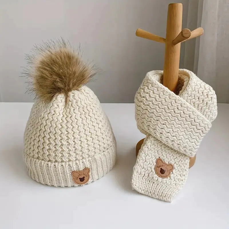 Bear Knit Hat & Scarf Set
