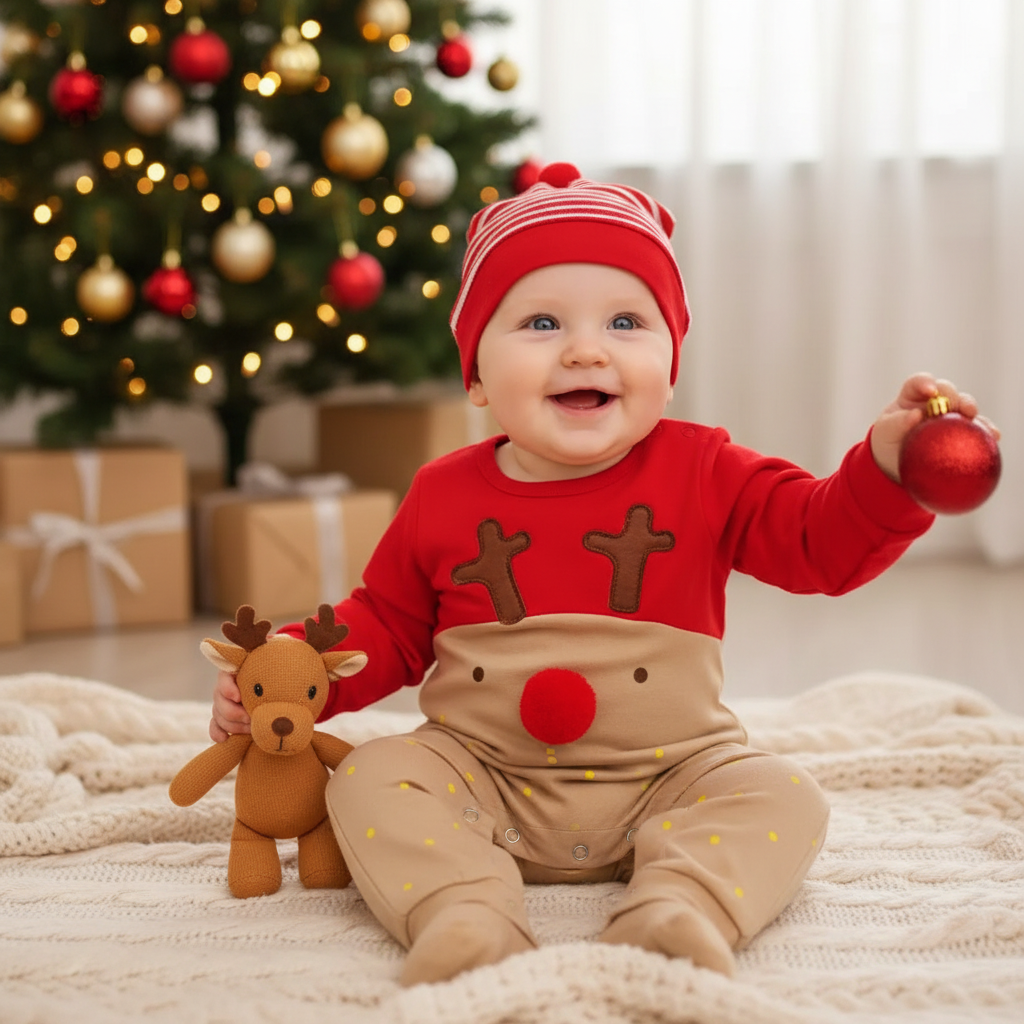 Reindeer Holiday Baby Romper