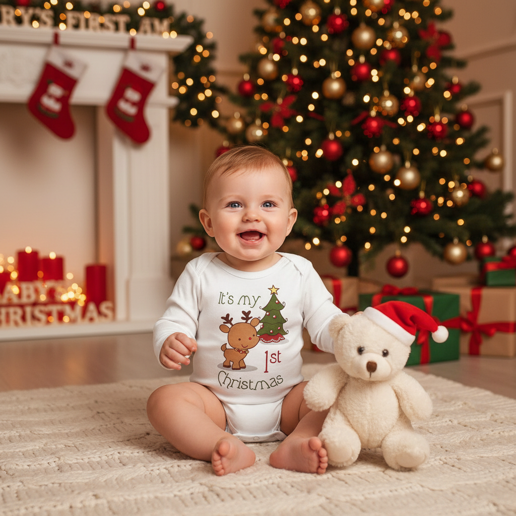 Baby’s First Christmas Reindeer Bodysuit