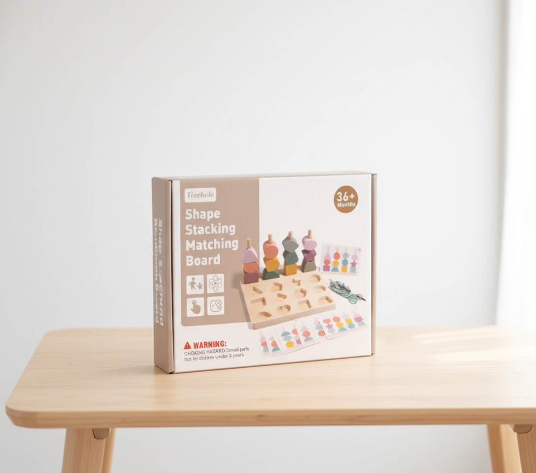 Wooden Shape Stacking Match Board