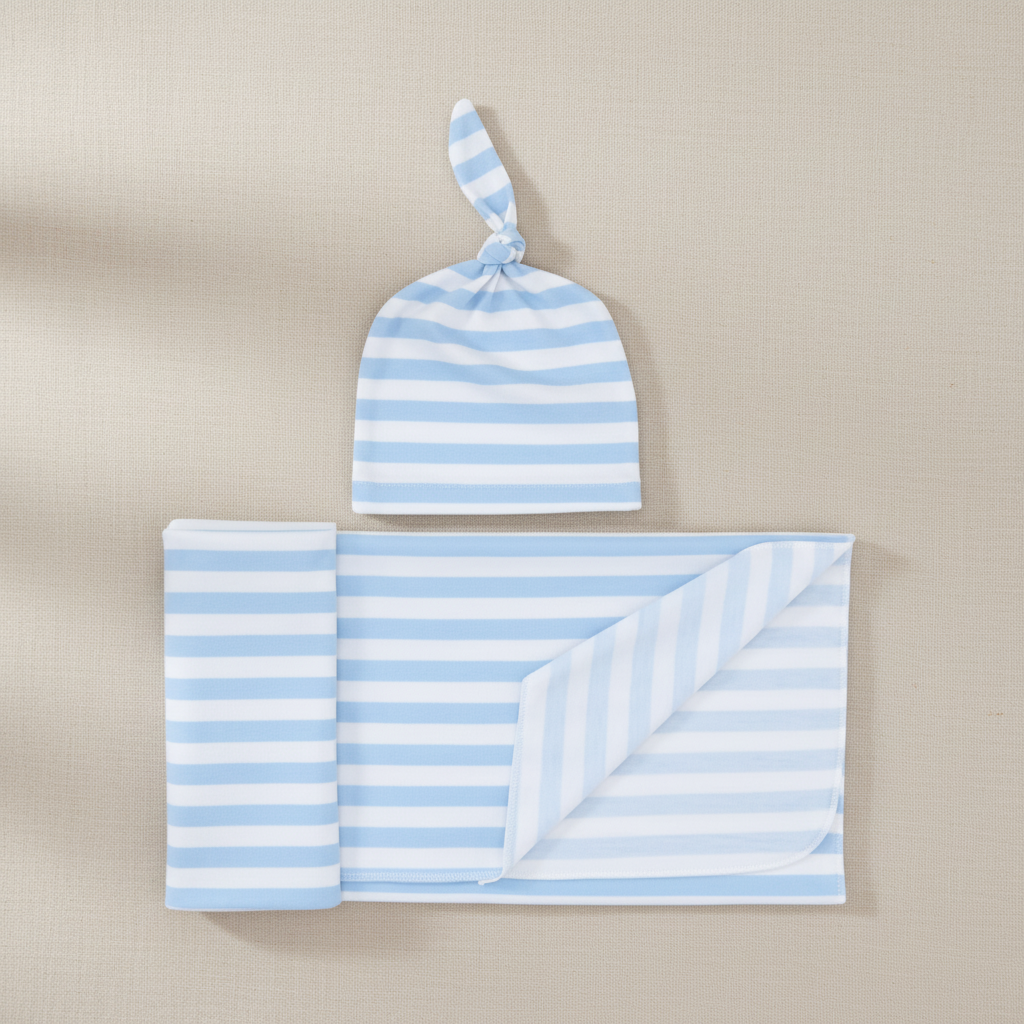 The SnuggleNest Newborn Wrap and Cap Set