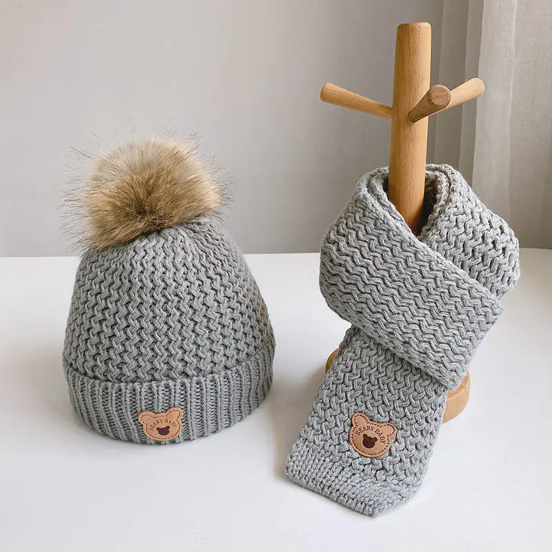 Bear Knit Hat & Scarf Set